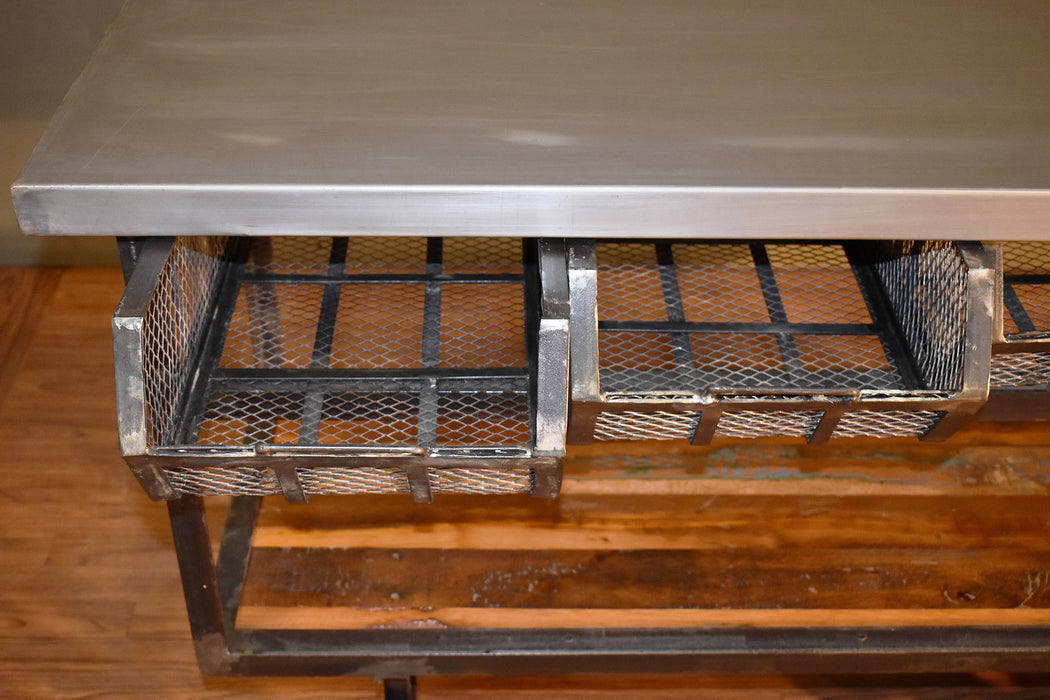 OUT OF STOCK Ventura 4 Drawer Industrial Console Cart - 54" - Crafters and Weavers