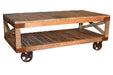SOLD OUT Ventura Solid Wood Industrial Cart Coffee Table - Crafters and Weavers