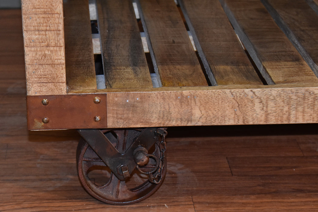 SOLD OUT Ventura Solid Wood Industrial Cart Coffee Table - Crafters and Weavers
