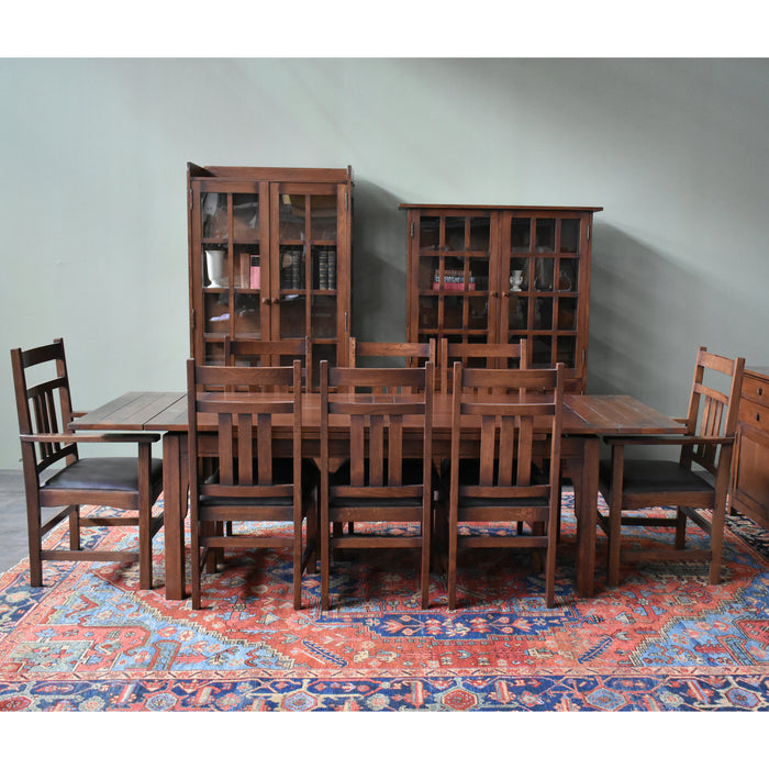 PREORDER Mission Stow Leaf Table with #401 Chair Dining Set - Dark Oak - Crafters and Weavers