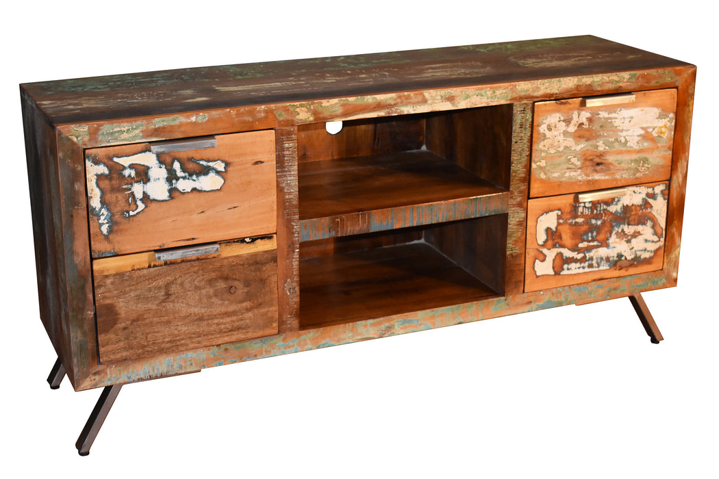 SOLD OUT Ventura 4 Drawer TV Stand - Reclaimed Solid Wood - Crafters and Weavers