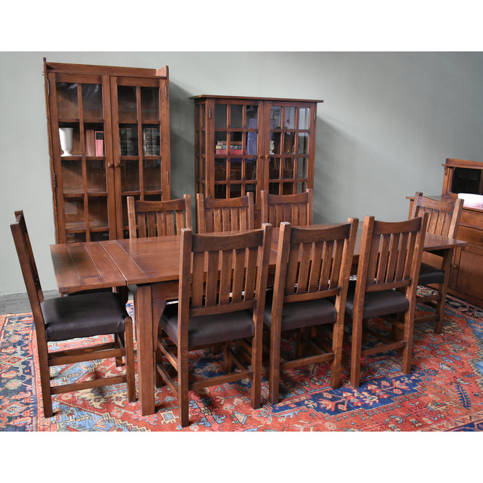 PREORDER Mission Stow Leaf Table with #240 Chair Dining Set - Dark Oak - Crafters and Weavers