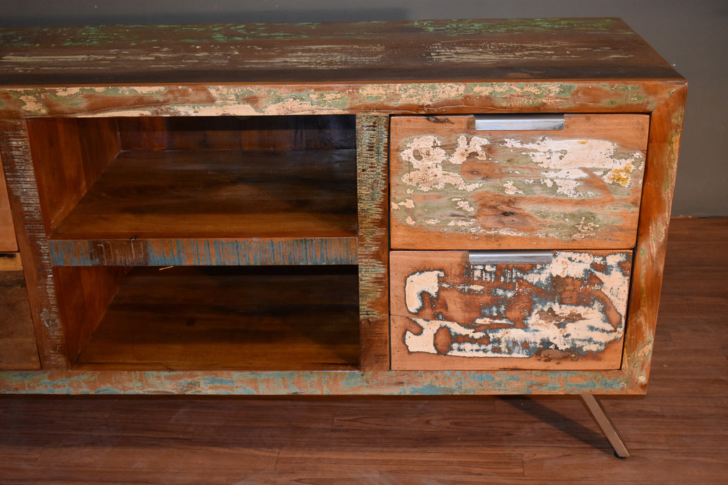SOLD OUT Ventura 4 Drawer TV Stand - Reclaimed Solid Wood - Crafters and Weavers