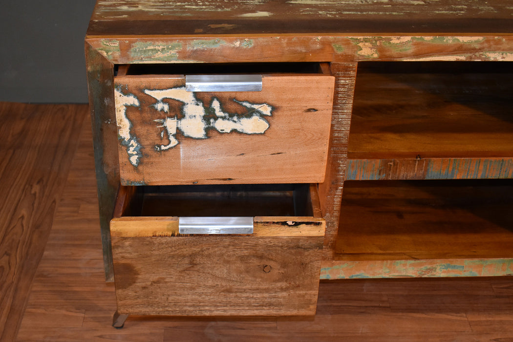 SOLD OUT Ventura 4 Drawer TV Stand - Reclaimed Solid Wood - Crafters and Weavers
