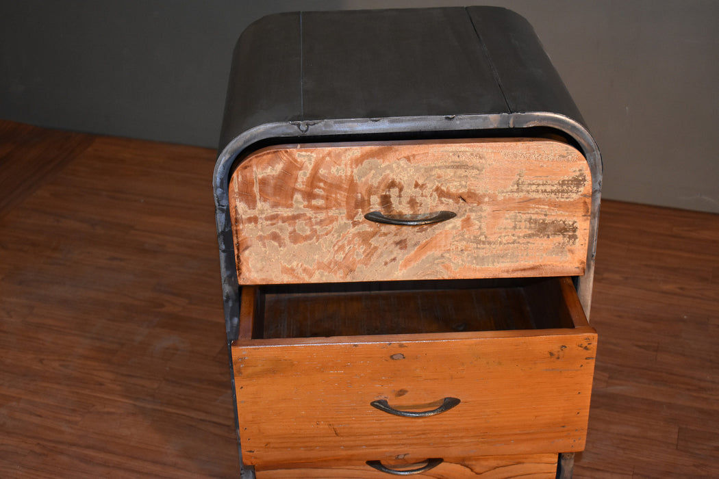 Ventura Solid Wood 3 Drawer Industrial End Table - Crafters and Weavers