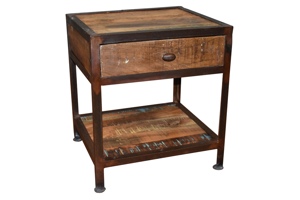 SOLD OUT Ventura Solid Wood 1 Drawer Industrial End Table - Crafters and Weavers