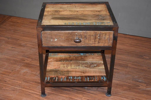 SOLD OUT Ventura Solid Wood 1 Drawer Industrial End Table - Crafters and Weavers