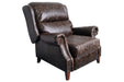 English Rolled Arm Recliner - Dark Brown Leather - Crafters and Weavers