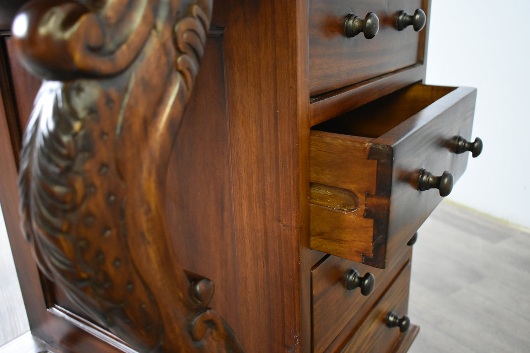 SOLD OUT Legacy Mahogany Wood Captain's Desk - Brown Walnut - Crafters and Weavers