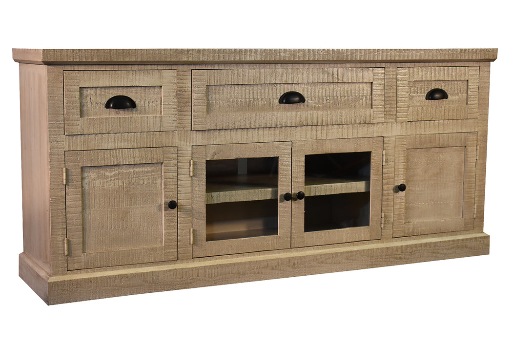 Laramie 70" TV Console - White Glaze - Crafters and Weavers