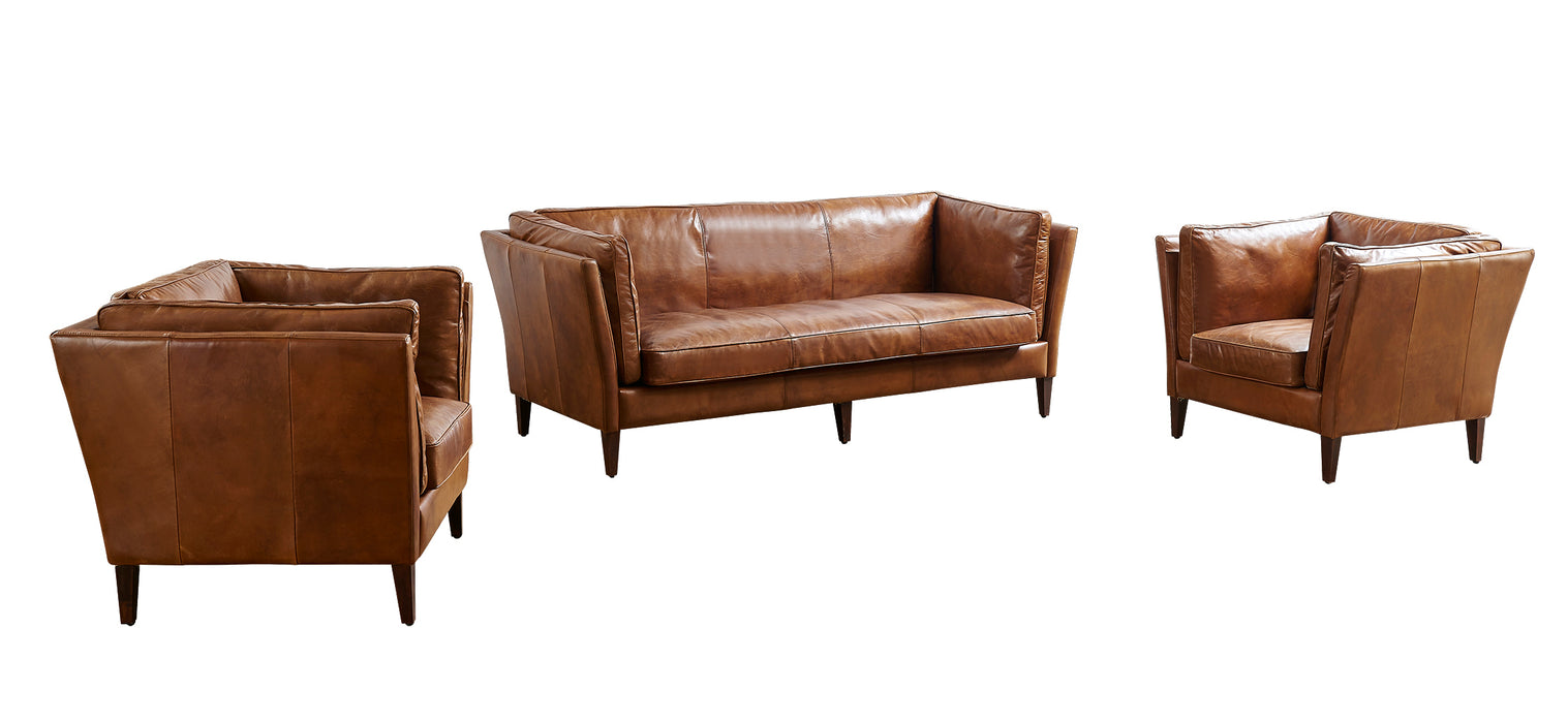 Kenmore Leather Sofa - Light Brown - Crafters and Weavers