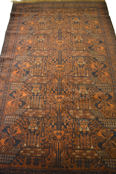 RugF412 4 x 7.1 Tribal Rug - Crafters and Weavers