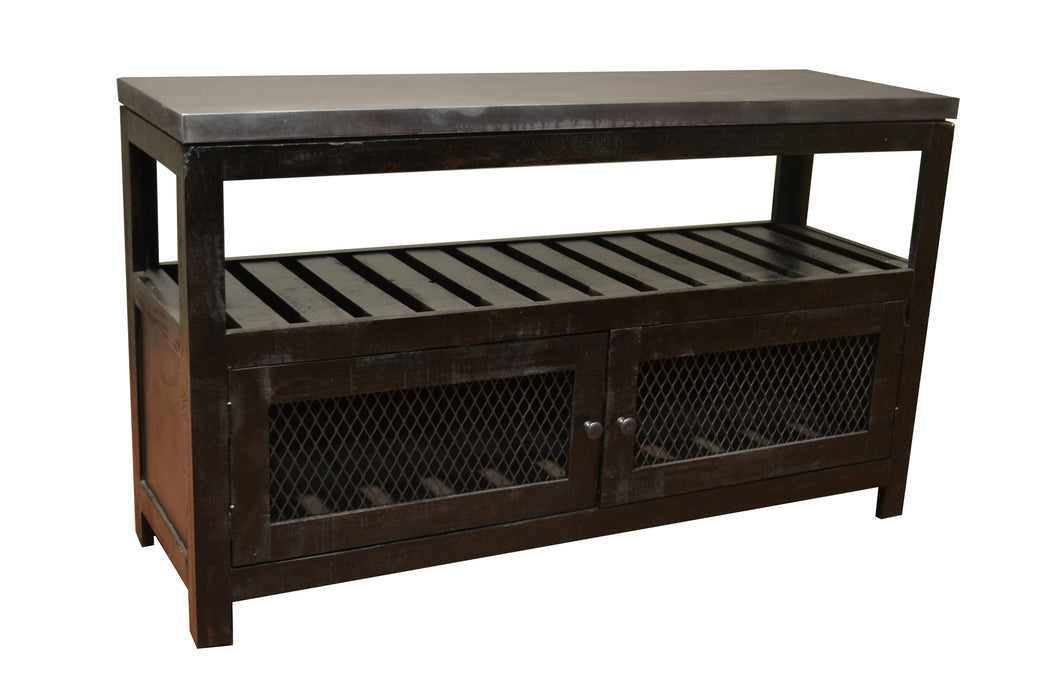 Elements Collection Zinc Top TV Stand - Crafters and Weavers