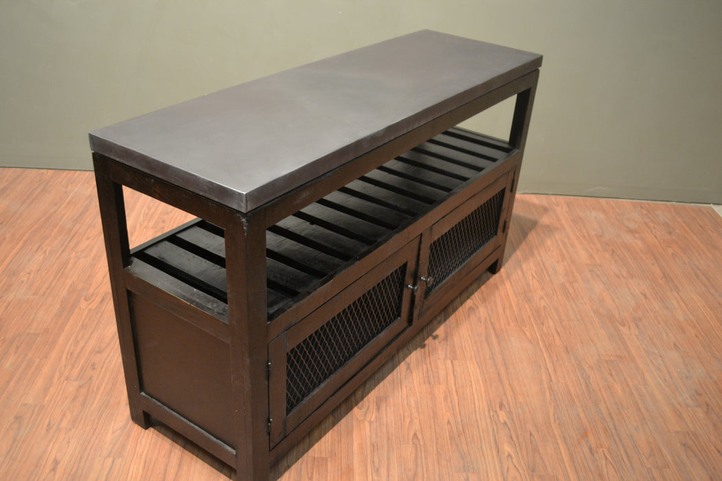 Elements Collection Zinc Top TV Stand - Crafters and Weavers