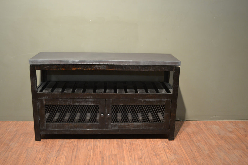 Elements Collection Zinc Top TV Stand - Crafters and Weavers