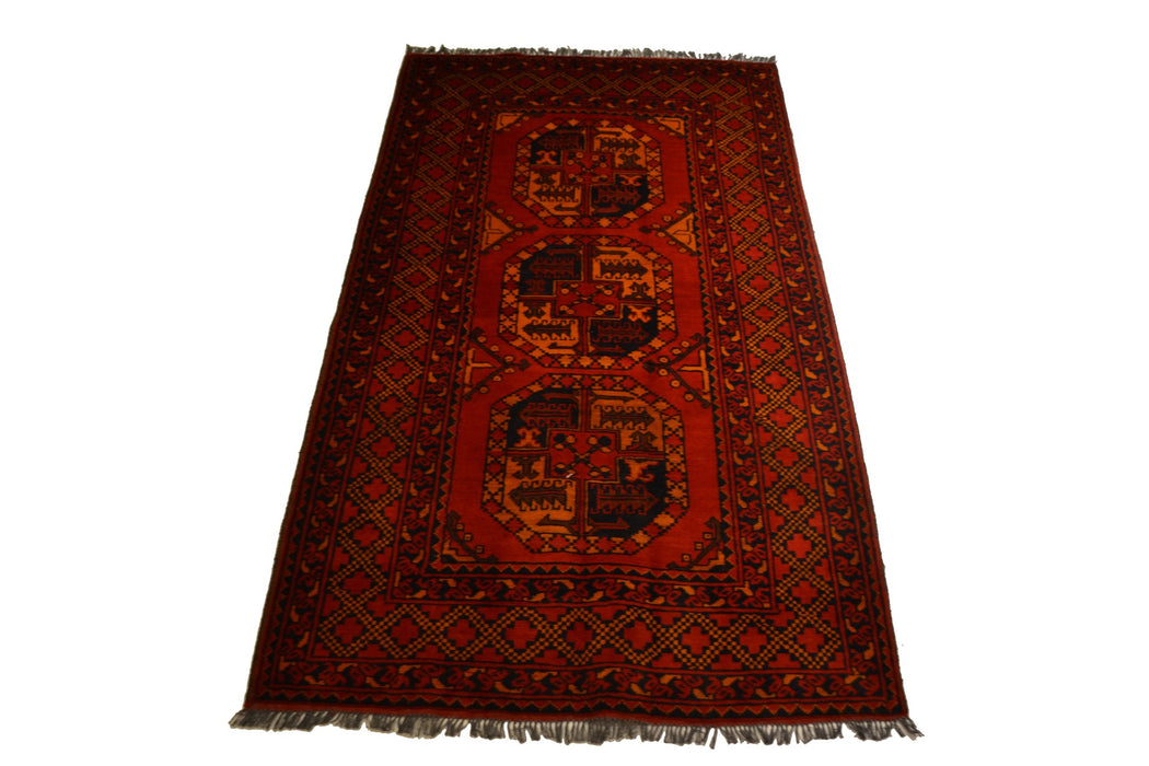 Tribal Afghan Fielpa Oriental Rug 4'0" x 7'1" - Crafters and Weavers