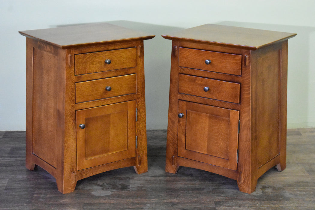 Mission Style Tapered Leg 2 Drawer Nightstand - Crafters and Weavers