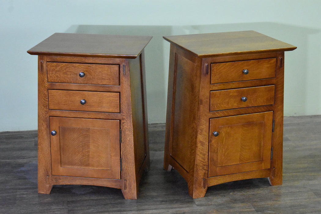 Mission Style Tapered Leg 2 Drawer Nightstand - Crafters and Weavers