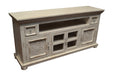 Keystone Carved 65 inch TV Stand - White - Crafters and Weavers