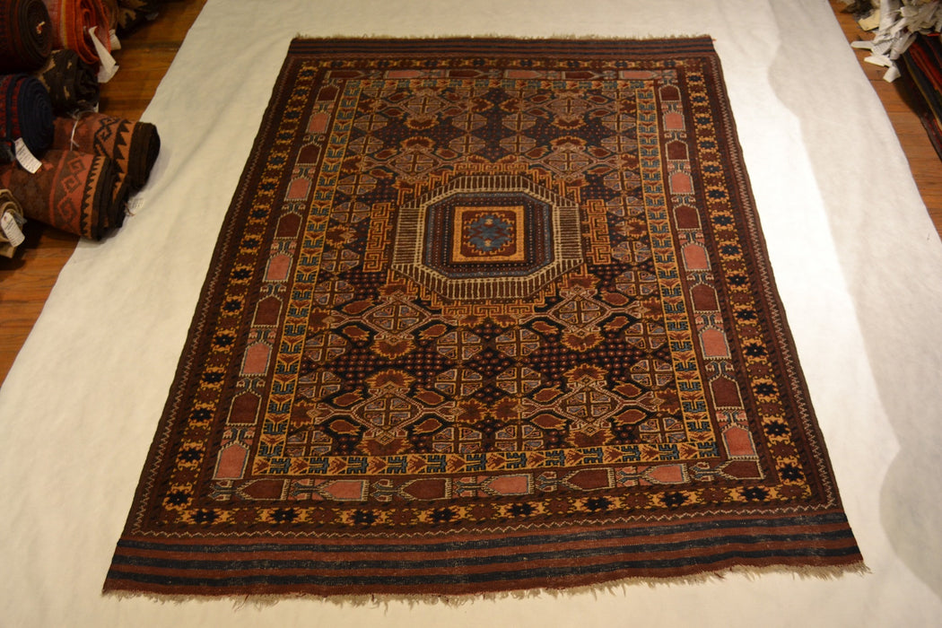 rug2124 4.11 x 6.8 Tribal Rug - Crafters and Weavers