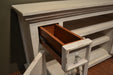 Keystone Carved 65 inch TV Stand - White - Crafters and Weavers