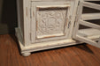 Keystone Carved 65 inch TV Stand - White - Crafters and Weavers