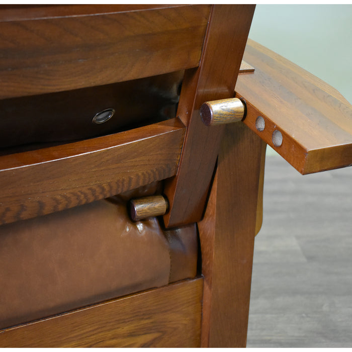 Craftsman / Mission Leather and Oak Morris Chair - Chestnut - Crafters and Weavers
