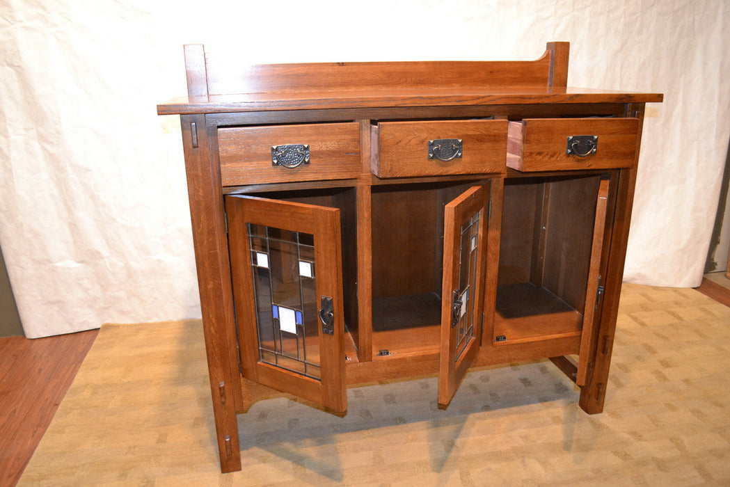 OUT OF STOCK Arts and Crafts Stained Glass Buffet / Sideboard - Crafters and Weavers