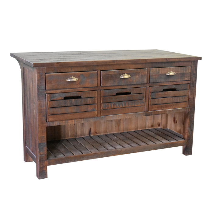 Barlow Crate Kitchen Island - Rustic Brown - Crafters and Weavers