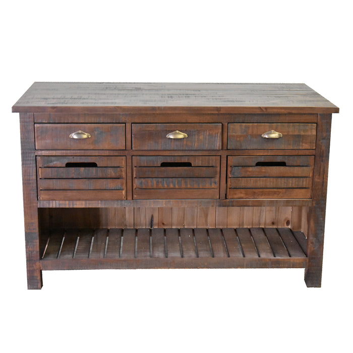 Barlow Crate Kitchen Island - Rustic Brown - Crafters and Weavers
