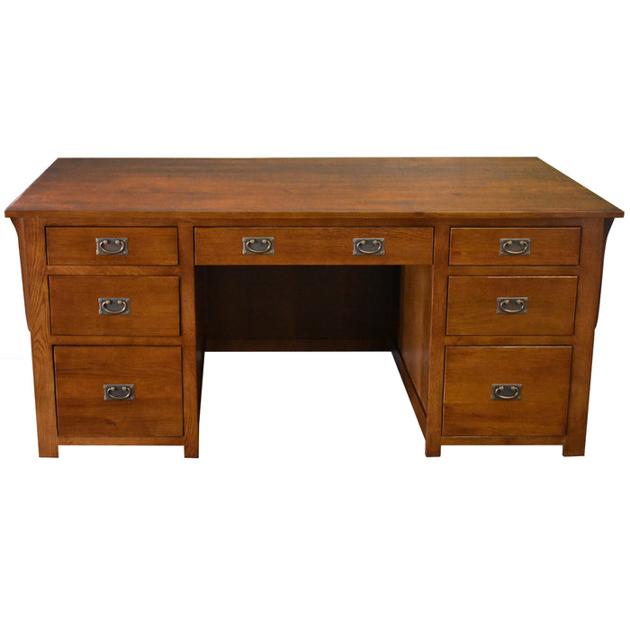 Mission Library Desk with File Cabinet Drawers - Michael's Cherry (MC-A) - Crafters and Weavers