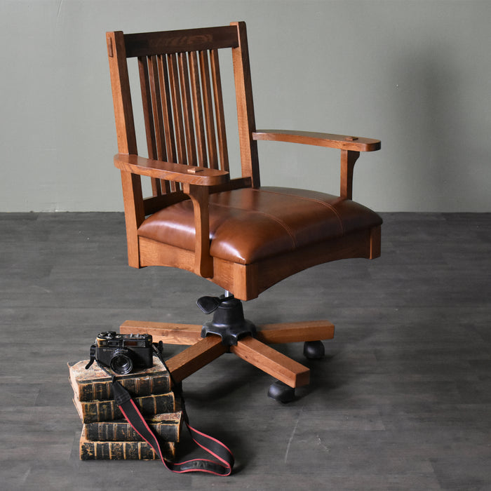 Arts and Crafts Mission Oak Office Chair - Crafters and Weavers