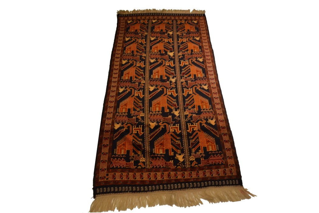 Rug10178 3.8 x 7.7 Tribal Rug - Crafters and Weavers
