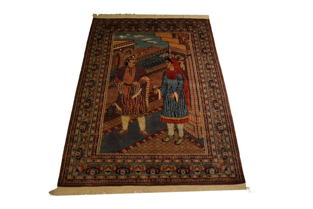 rug2066 4.1 x 6 Pakistani Silk Rug - Crafters and Weavers