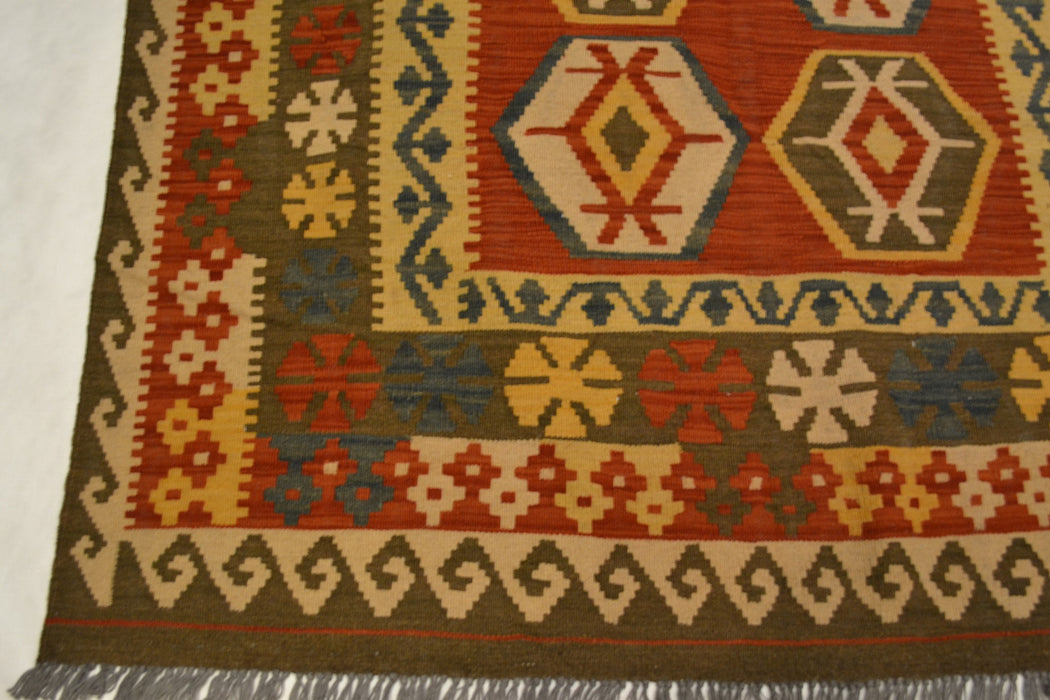 Tribal Afghan Oriental Rug 4'6" x 7'0" - Crafters and Weavers