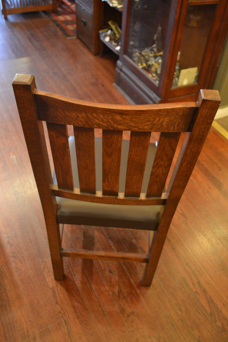 Set OF 46 Solid Oak Mission Dining Chairs - Crafters and Weavers