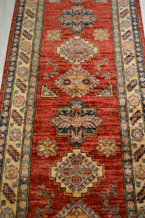 Rug3594 2.6x7.6 Kazak - Crafters and Weavers