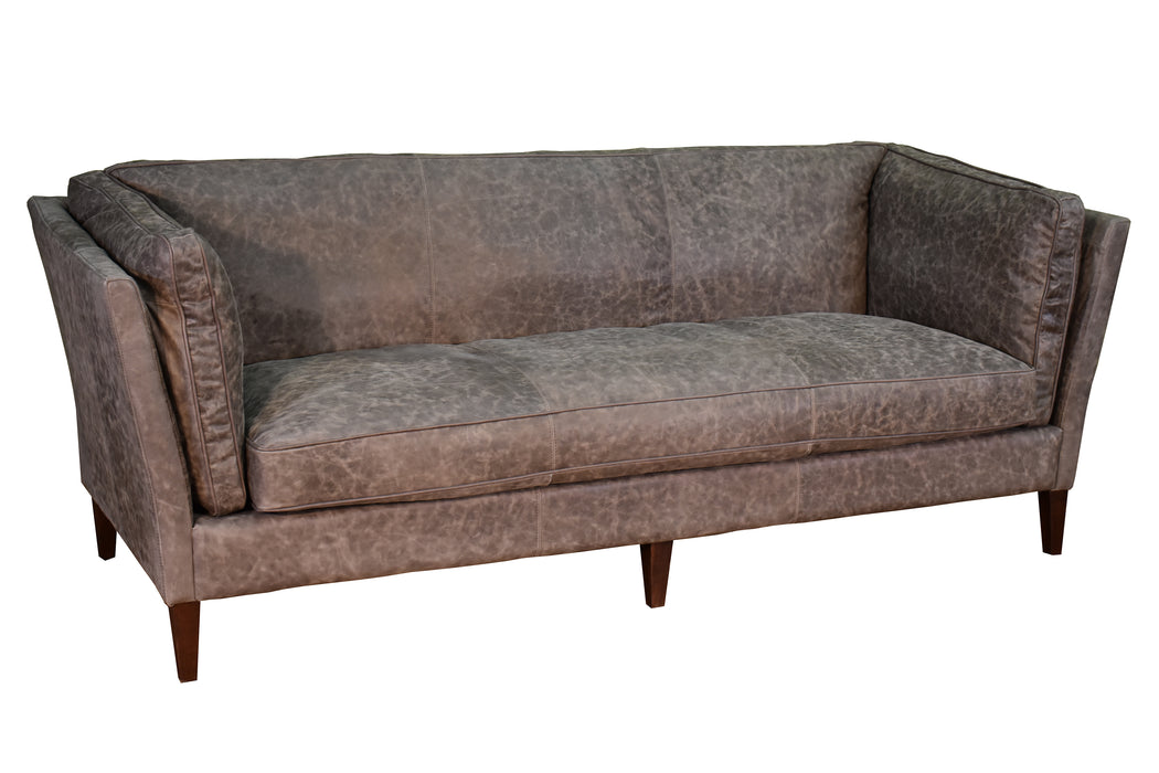 Kenmore Leather Sofa - Grey - Crafters and Weavers