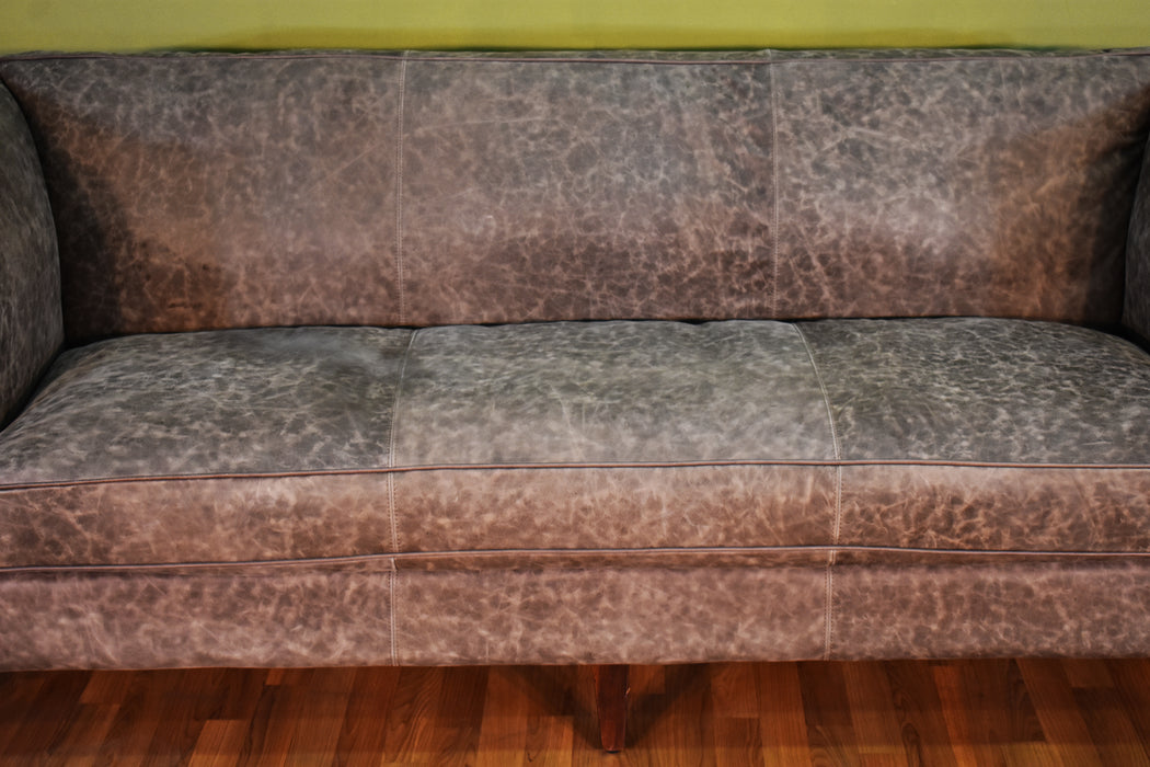 Kenmore Leather Sofa - Grey - Crafters and Weavers