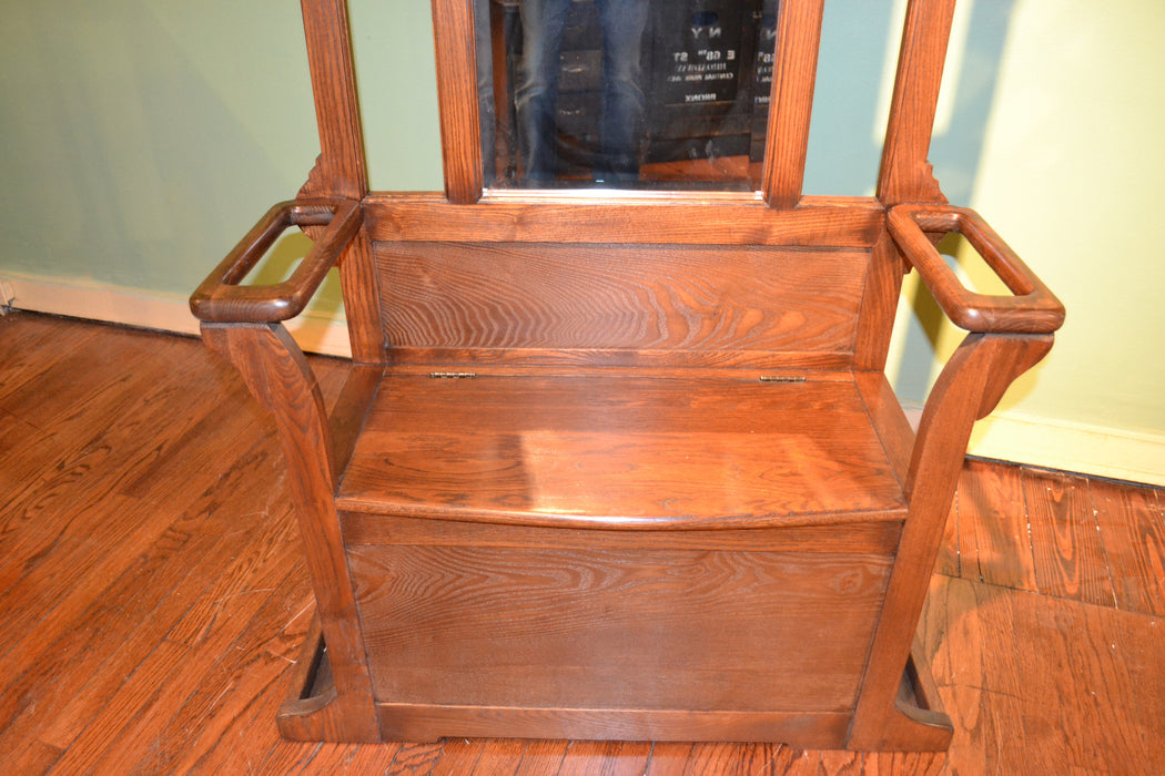 Oak Hall Tree with Storage Trunk - Crafters and Weavers