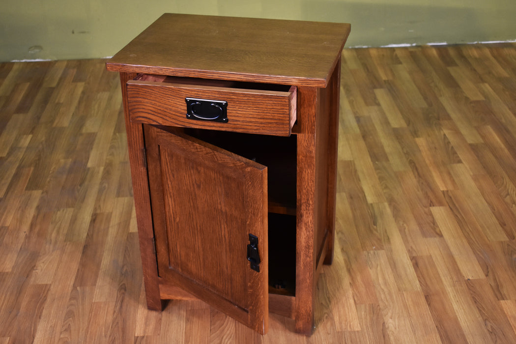 DISCONTINUED Arts & Crafts 1 Door / 1 Drawer End Table - Walnut - Crafters and Weavers