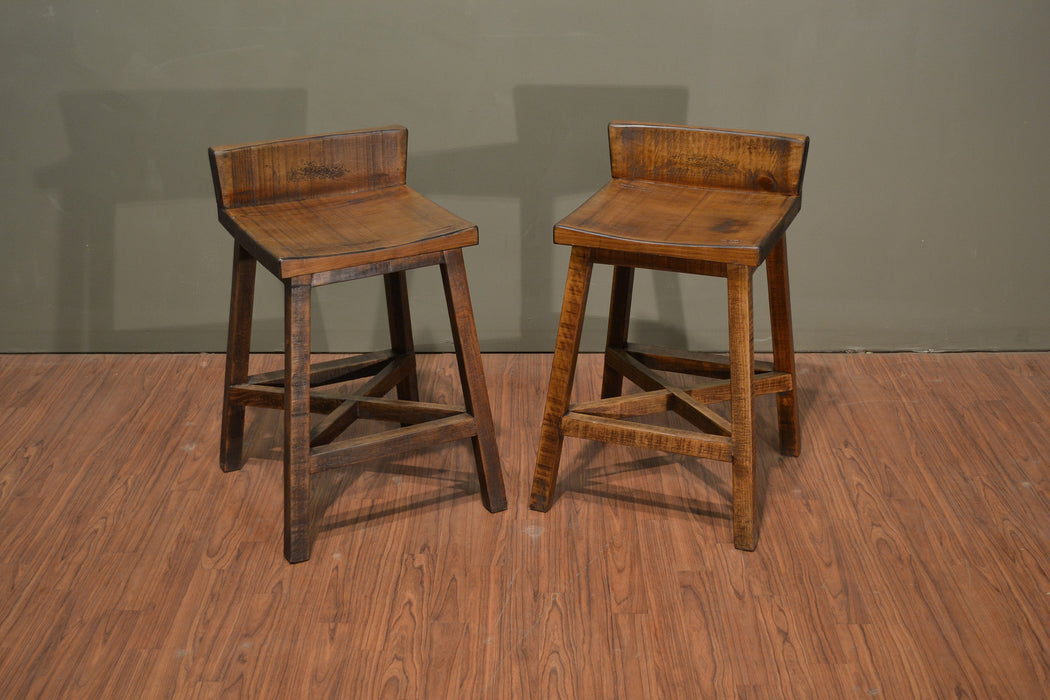 Granville Stationary Bar Stool - Rustic Brown - 30" High - Crafters and Weavers