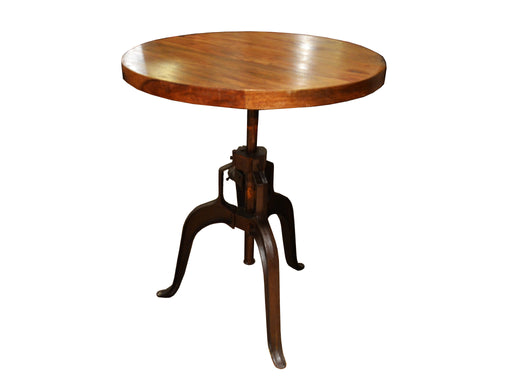 Wood and Cast Iron Crank Table - Crafters and Weavers