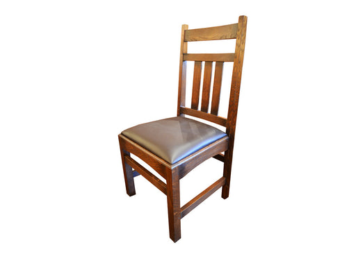 Set of 6 Mission Oak & Leather Dining Chairs - Crafters and Weavers