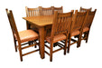 Set of 2 Arts and Crafts Mission Oak Chair (light leather) - Crafters and Weavers