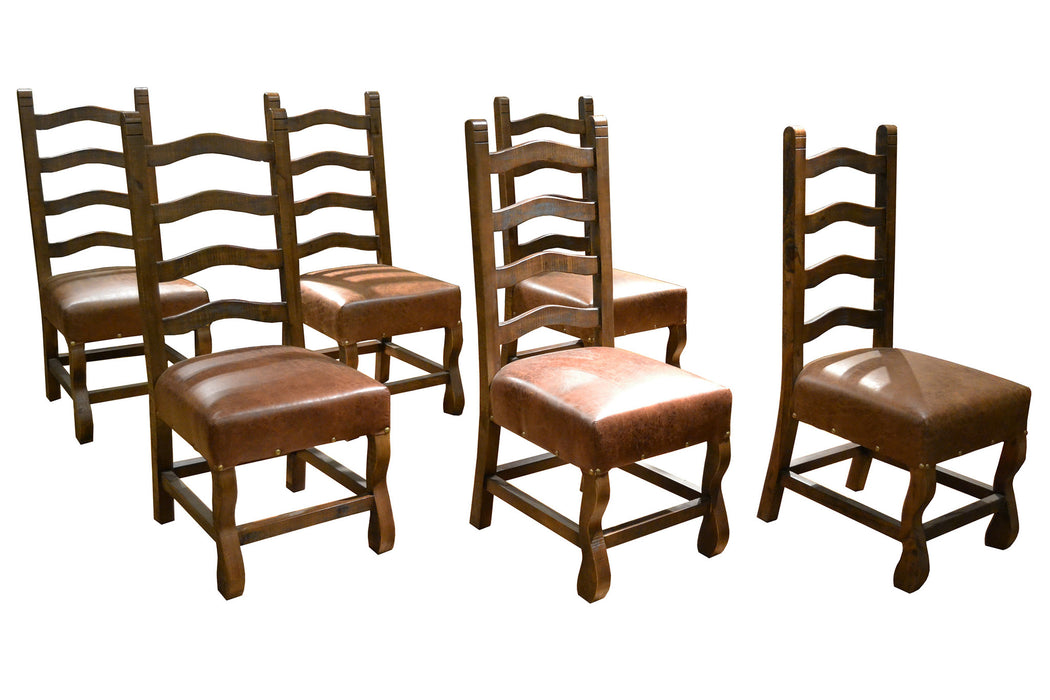 Set of 8 Rustic Solid Wood Dining Chairs - Crafters and Weavers