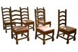 Set of 8 Rustic Solid Wood Dining Chairs - Crafters and Weavers