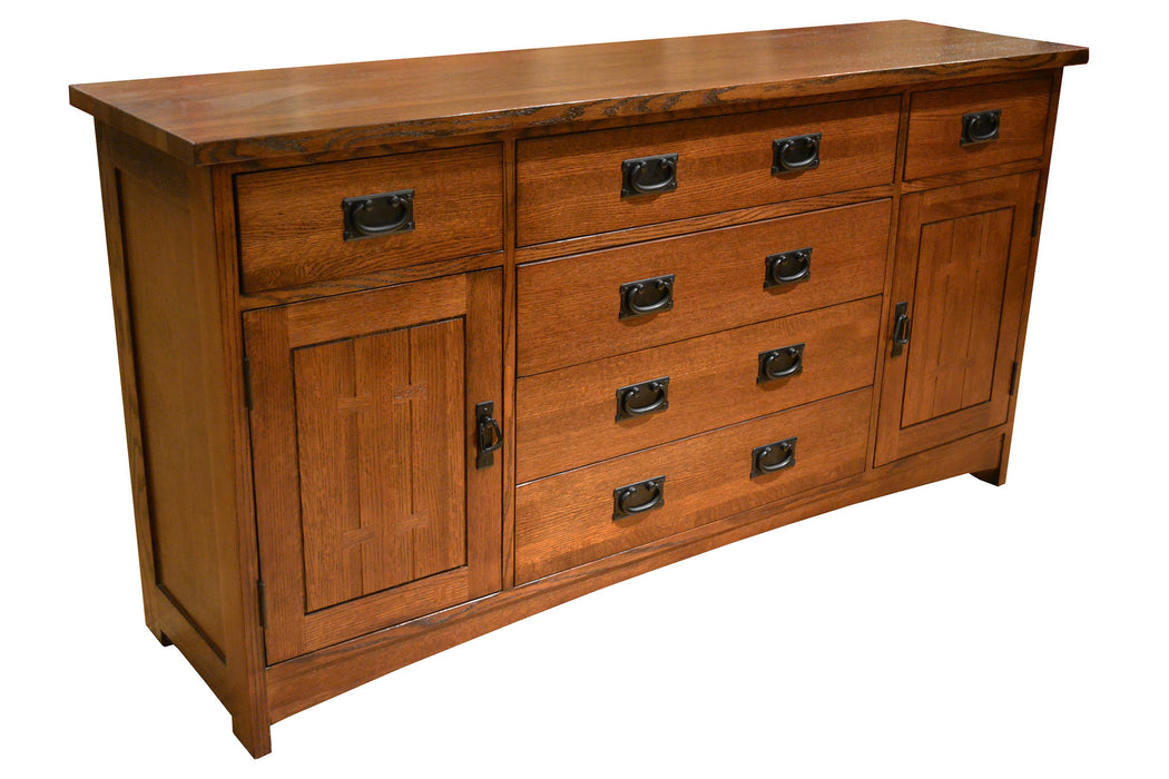 DUPLICATE LISTING Arts & Crafts / Mission Style Sideboard with 6 Drawers - Golden Oak - Crafters and Weavers
