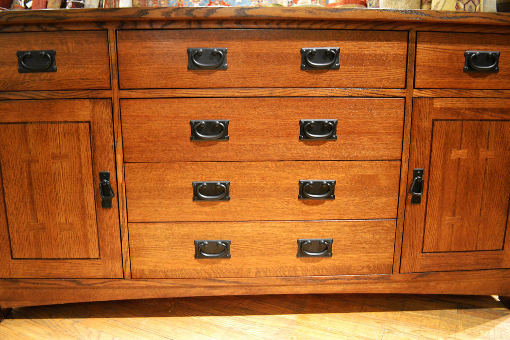 DUPLICATE LISTING Arts & Crafts / Mission Style Sideboard with 6 Drawers - Golden Oak - Crafters and Weavers