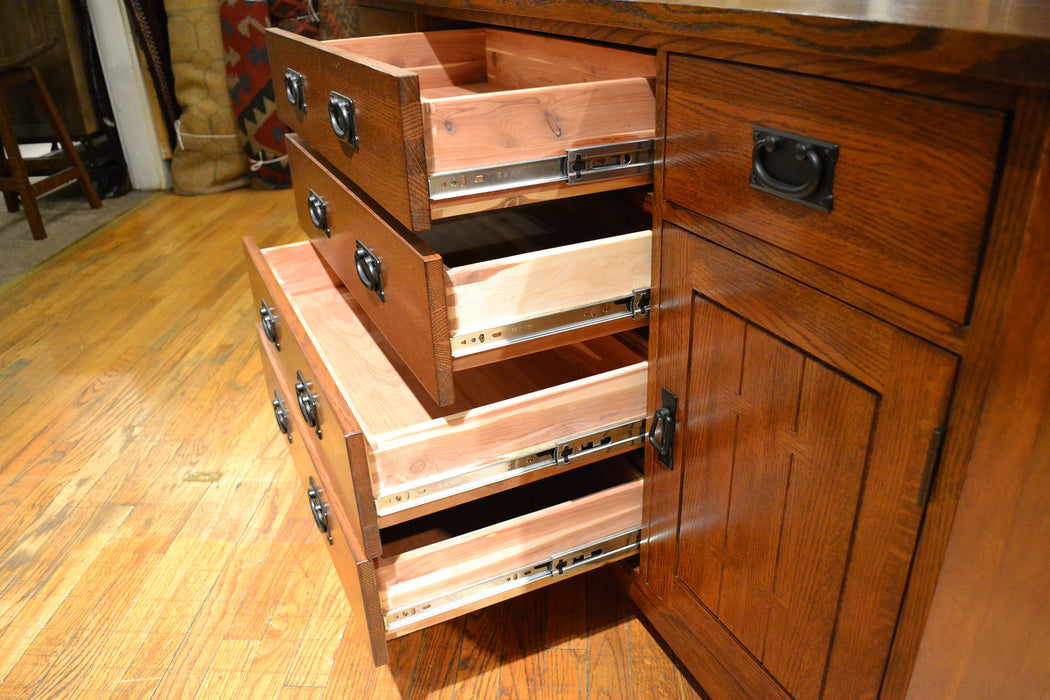 DUPLICATE LISTING Arts & Crafts / Mission Style Sideboard with 6 Drawers - Golden Oak - Crafters and Weavers